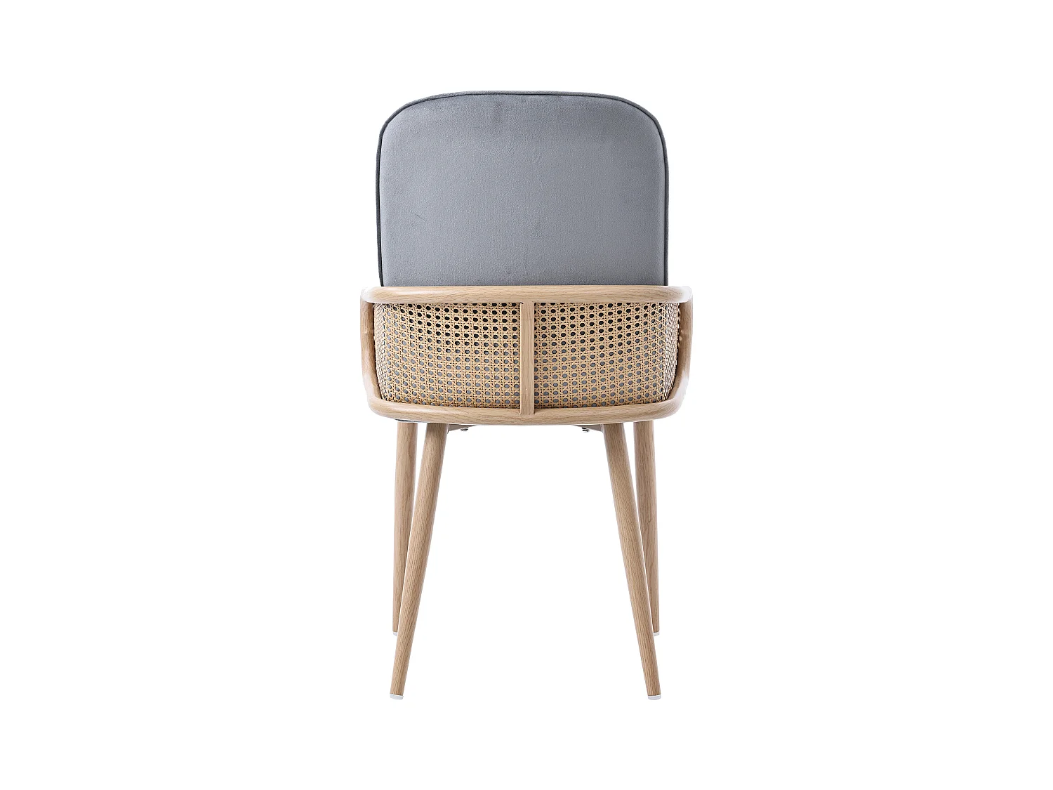 Ensemble table a manger (110x65x74 cm) + 4 chaises en velours gris - plateau de table en verre pieds en métal