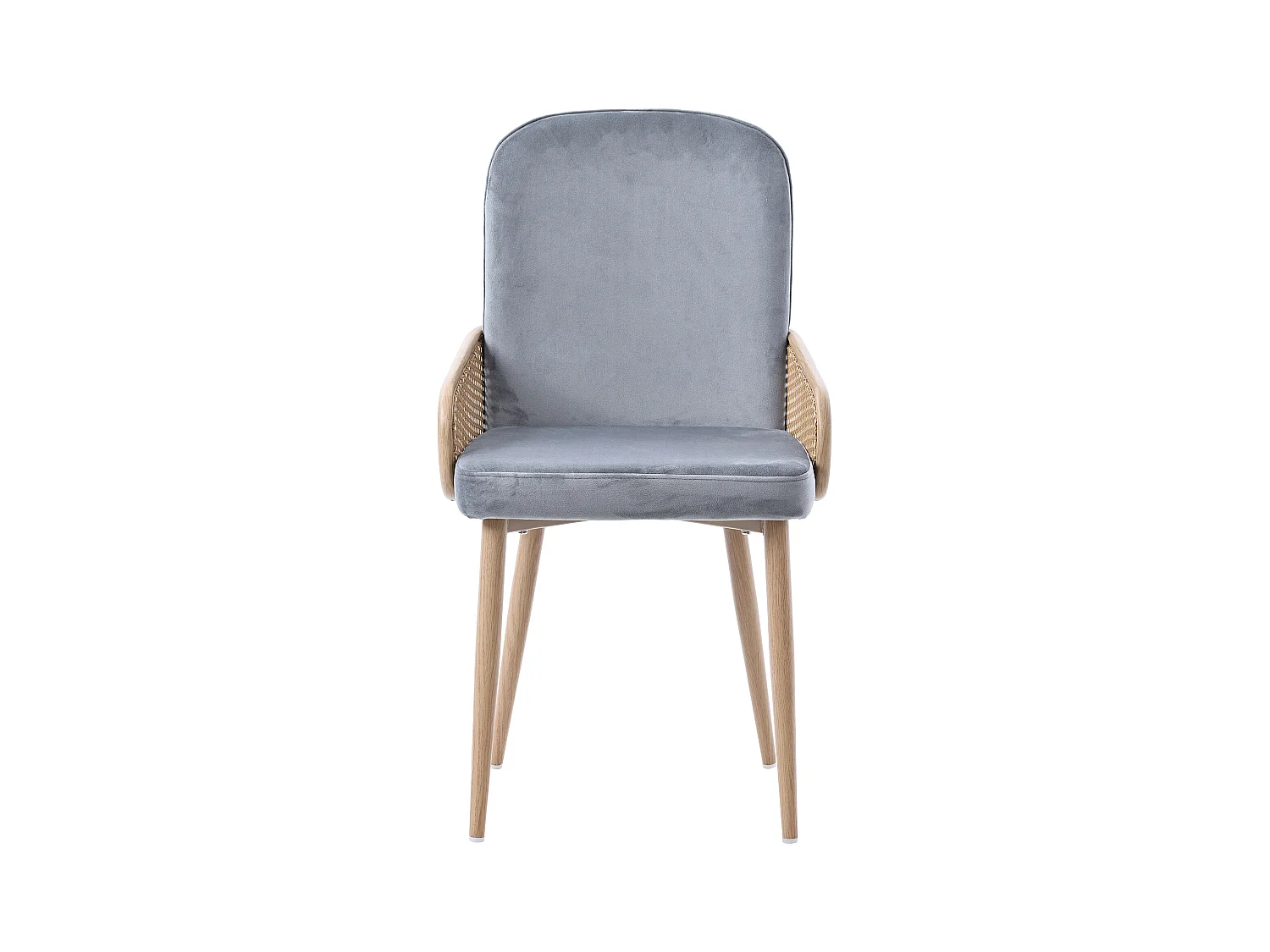 Ensemble table a manger (110x65x74 cm) + 4 chaises en velours gris - plateau de table en verre pieds en métal