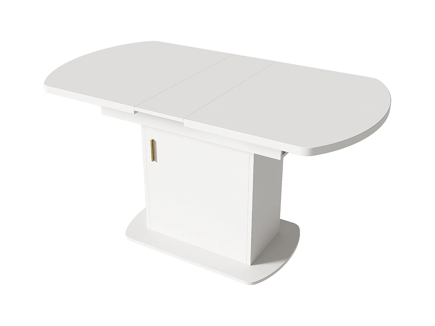 Table à manger extensible rectangulaire 4-6 personnes - pieds en bois avec rangement - blanc + or (110/130x70x75 cm)
