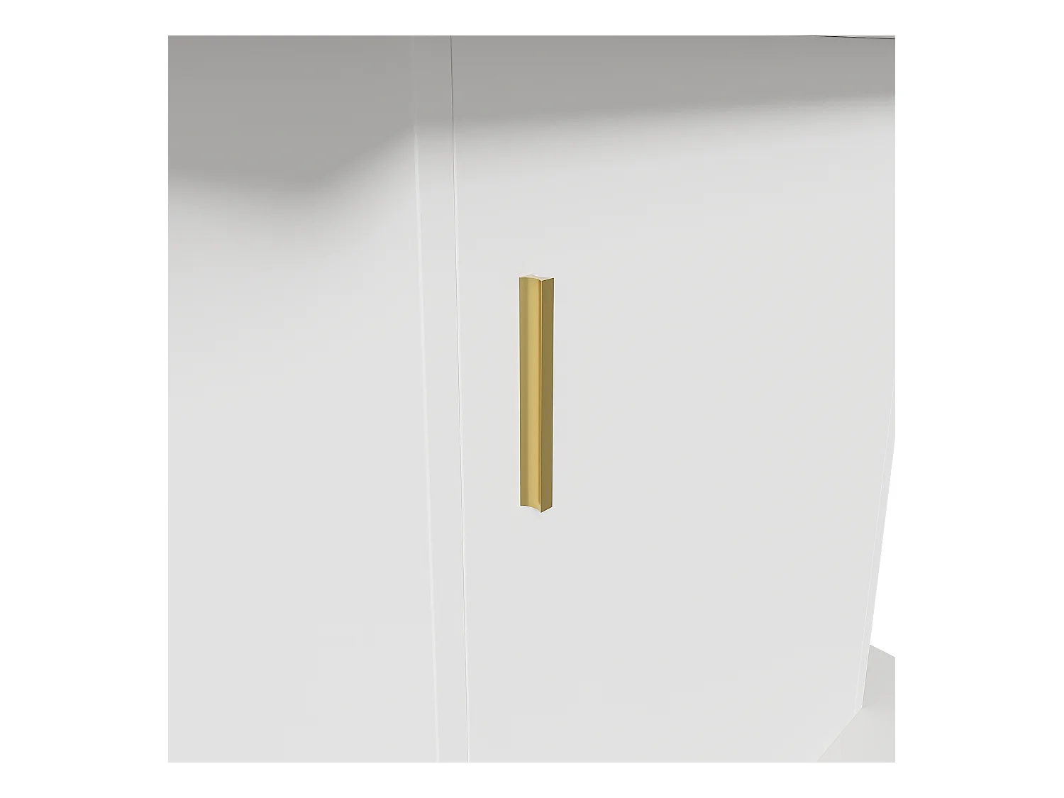 Table à manger extensible rectangulaire 4-6 personnes - pieds en bois avec rangement - blanc + or (110/130x70x75 cm)