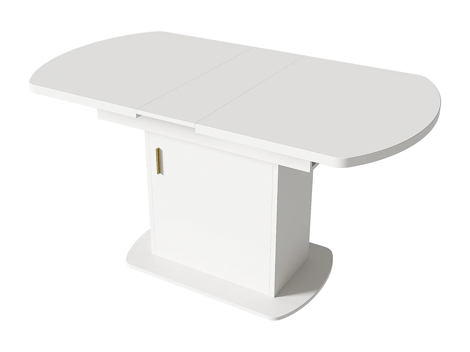 Table à manger extensible rectangulaire 4-6 personnes - pieds en bois avec rangement - blanc + or (110/130x70x75 cm)