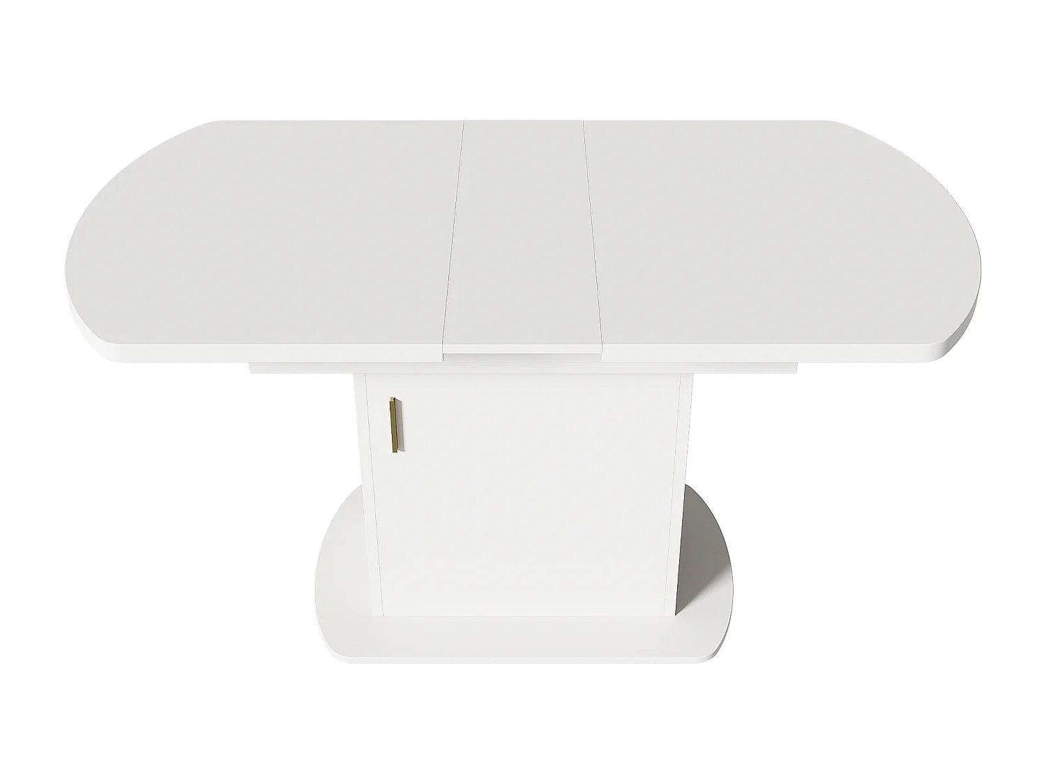 Table à manger extensible rectangulaire 4-6 personnes - pieds en bois avec rangement - blanc + or (110/130x70x75 cm)