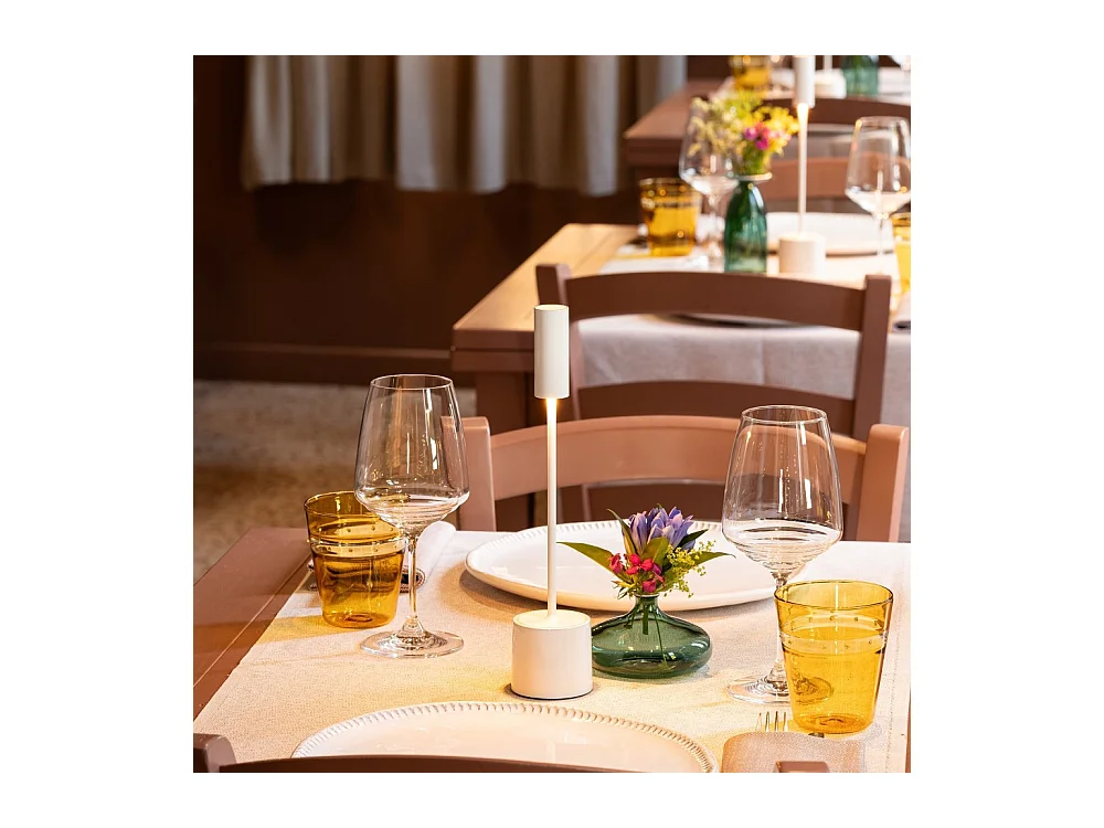 Zafferano - Lampe de table LED rechargeable Carolina avec écran tactile dimmable - Utilisation intérieure/extérieure - Autonomie de 9 heures - Blanc