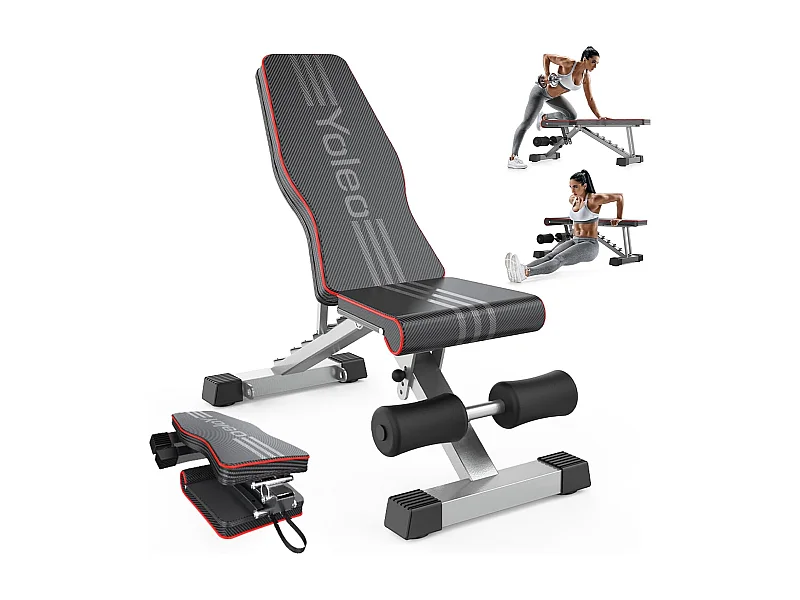 Banc de Musculation Pliable YOLEO - Banc de Poids pour Entraînement Complet du Corps 300kg - Pour Renforcement Musculaire à Domicile avec Pliage et Réglage Rapides