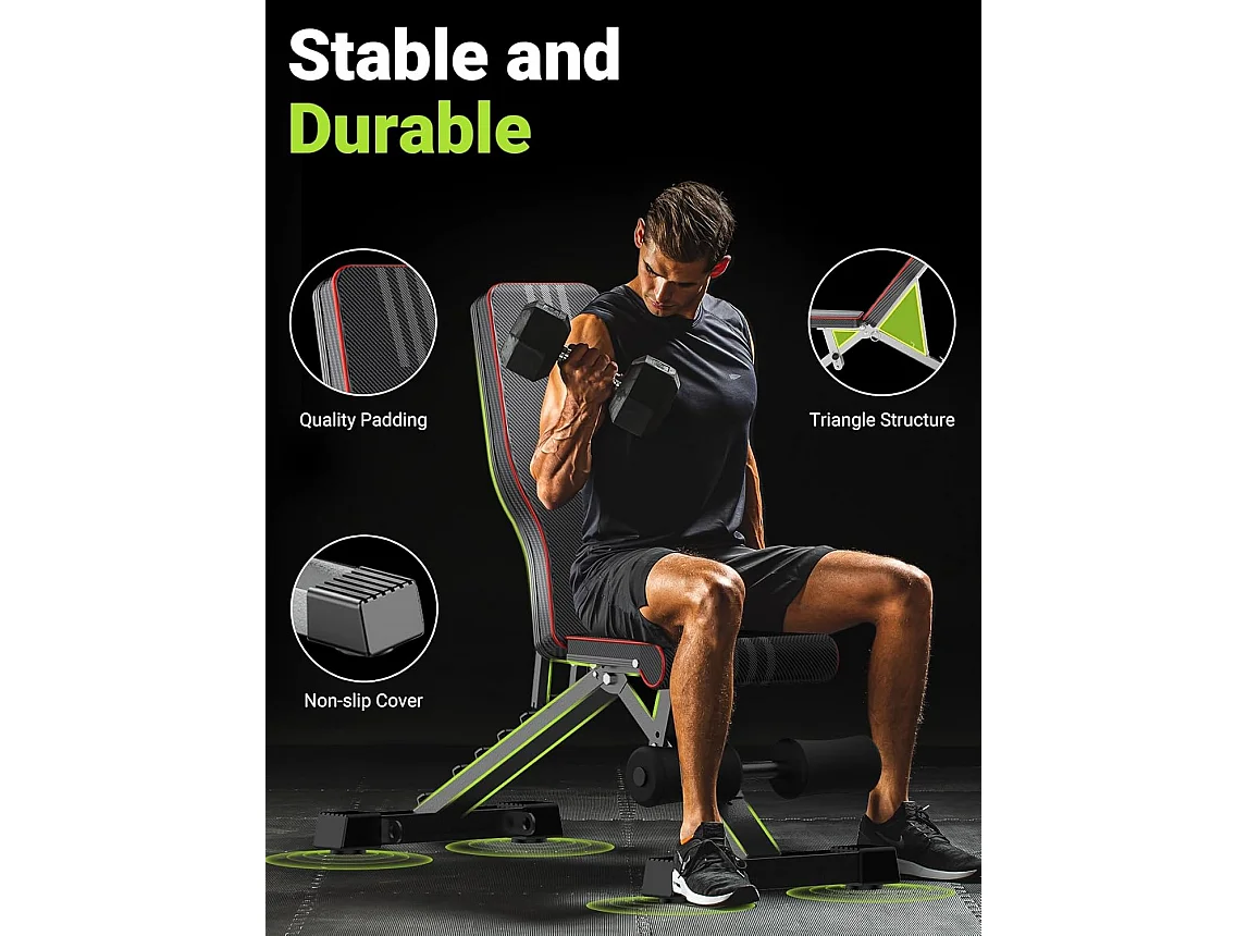 YOLEO Gewichtbank Opvouwbare Gewichtbank voor Volledige Body Workout 300kg - Voor Krachttraining Thuis met Snel Inklappen en Verstelling