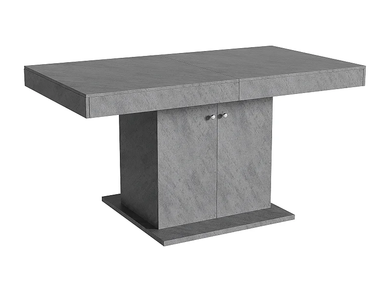 Table à manger extensible rectangulaire 4-6 personnes - pieds en bois avec rangement - gris (140/180x80x76 cm)