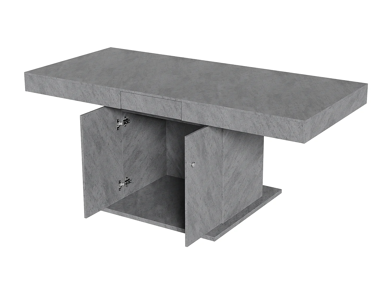 Table à manger extensible rectangulaire 4-6 personnes - pieds en bois avec rangement - gris (140/180x80x76 cm)
