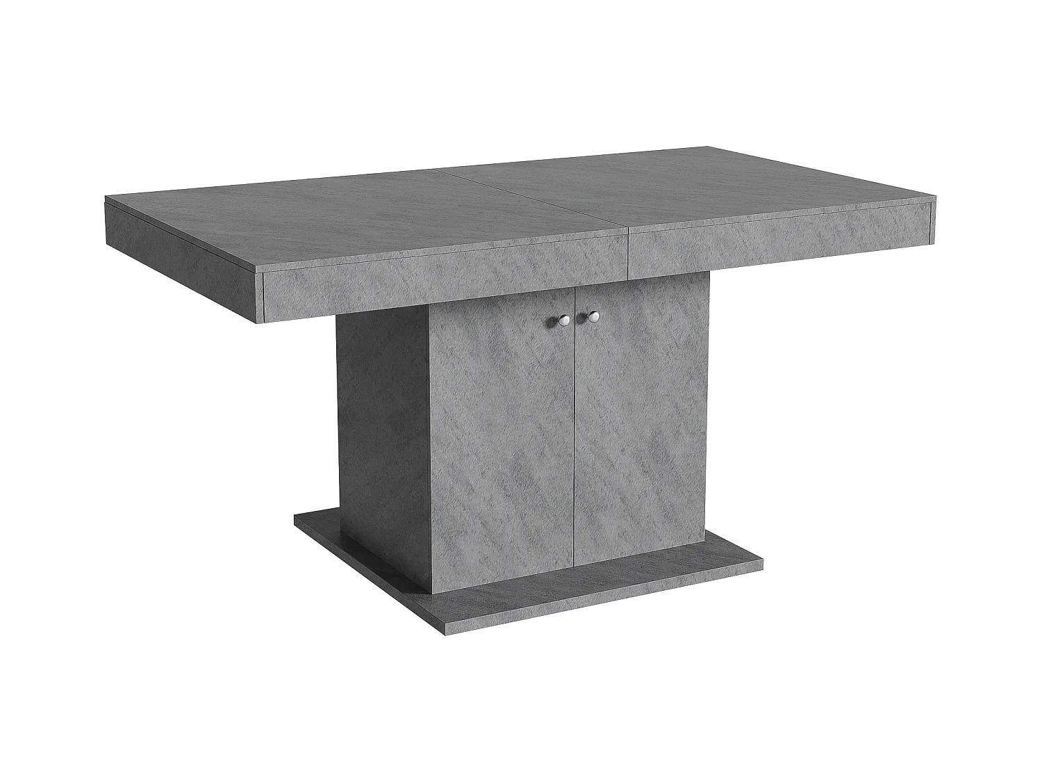 Uitschuifbare rechthoekige eettafel voor 4-6 personen - houten poten met opbergruimte - grijs (140/180x80x76 cm)