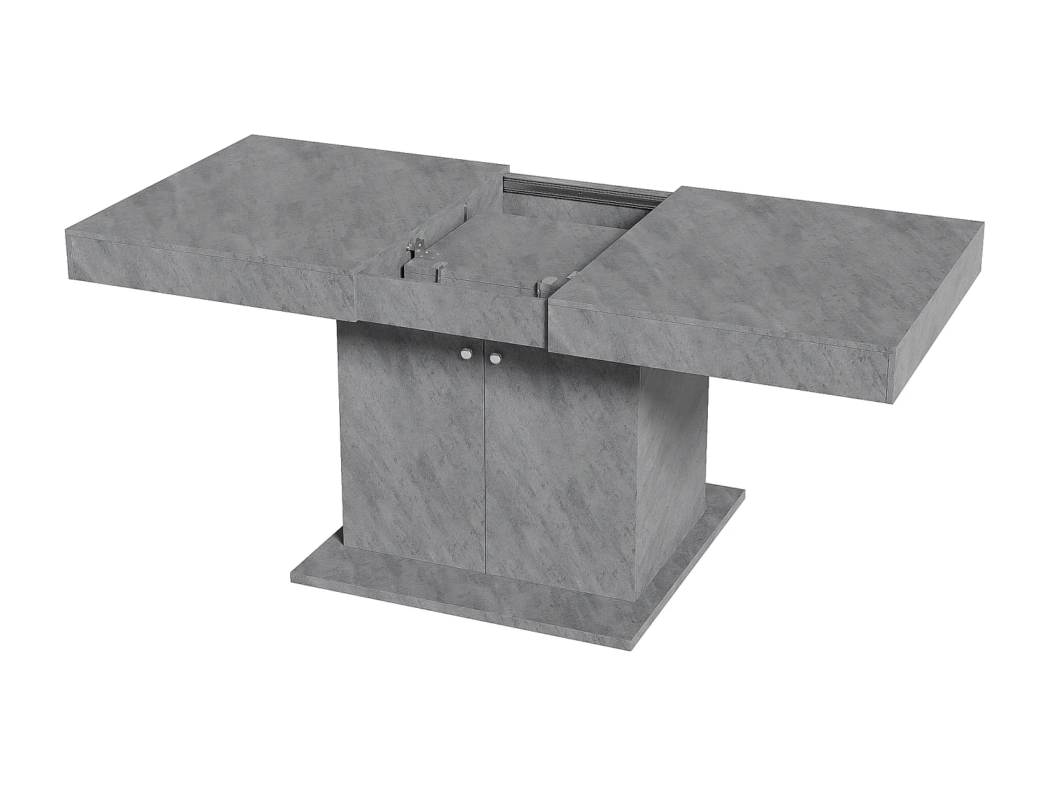 Table à manger extensible rectangulaire 4-6 personnes - pieds en bois avec rangement - gris (140/180x80x76 cm)