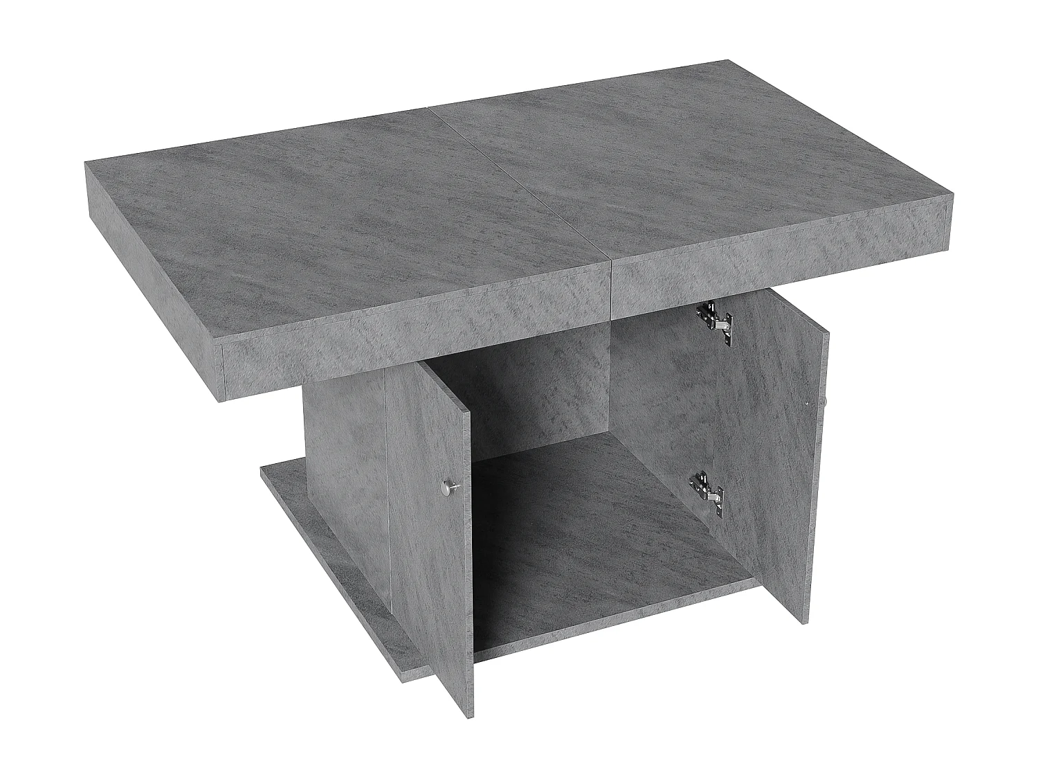 Table à manger extensible rectangulaire 4-6 personnes - pieds en bois avec rangement - gris (140/180x80x76 cm)