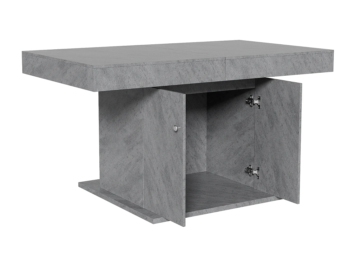 Table à manger extensible rectangulaire 4-6 personnes - pieds en bois avec rangement - gris (140/180x80x76 cm)