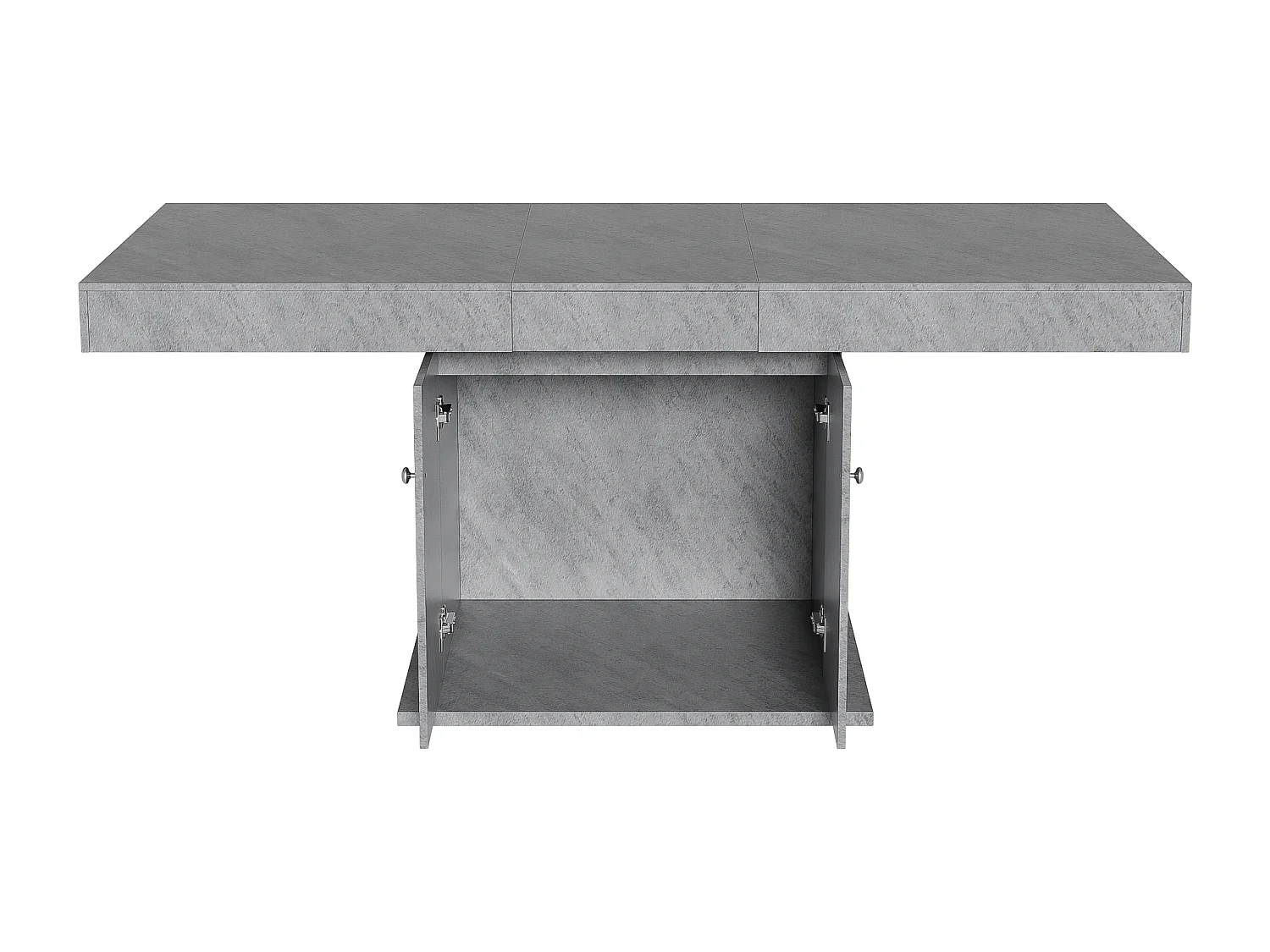 Table à manger extensible rectangulaire 4-6 personnes - pieds en bois avec rangement - gris (140/180x80x76 cm)