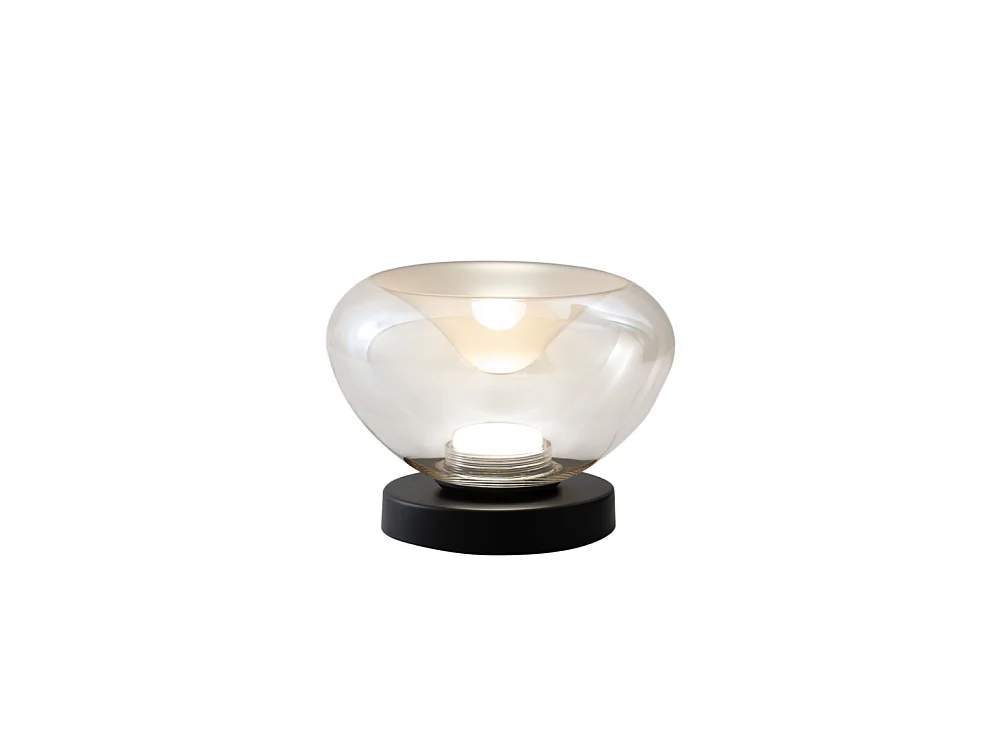 Brena - Lampa stołowa Fabas Luce w kolorze koniaku - 11W ściemnialna, sterowanie dotykowe LED - Wklęsłe szkło borokrzemianowe w kolorze koniaku