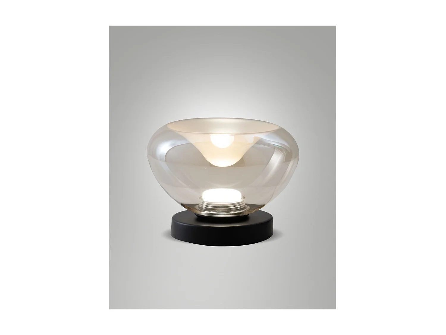 Brena - Cognac Fabas Luce Tischlampe - 11 W dimmbare LED-Touch-Steuerung - Konkaves Cognac-Borosilikatglas