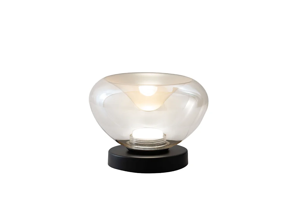 Lampe de table Brena - Cognac Fabas Luce - LED 11W dimmable tactile - Verre borosilicate concave cognac