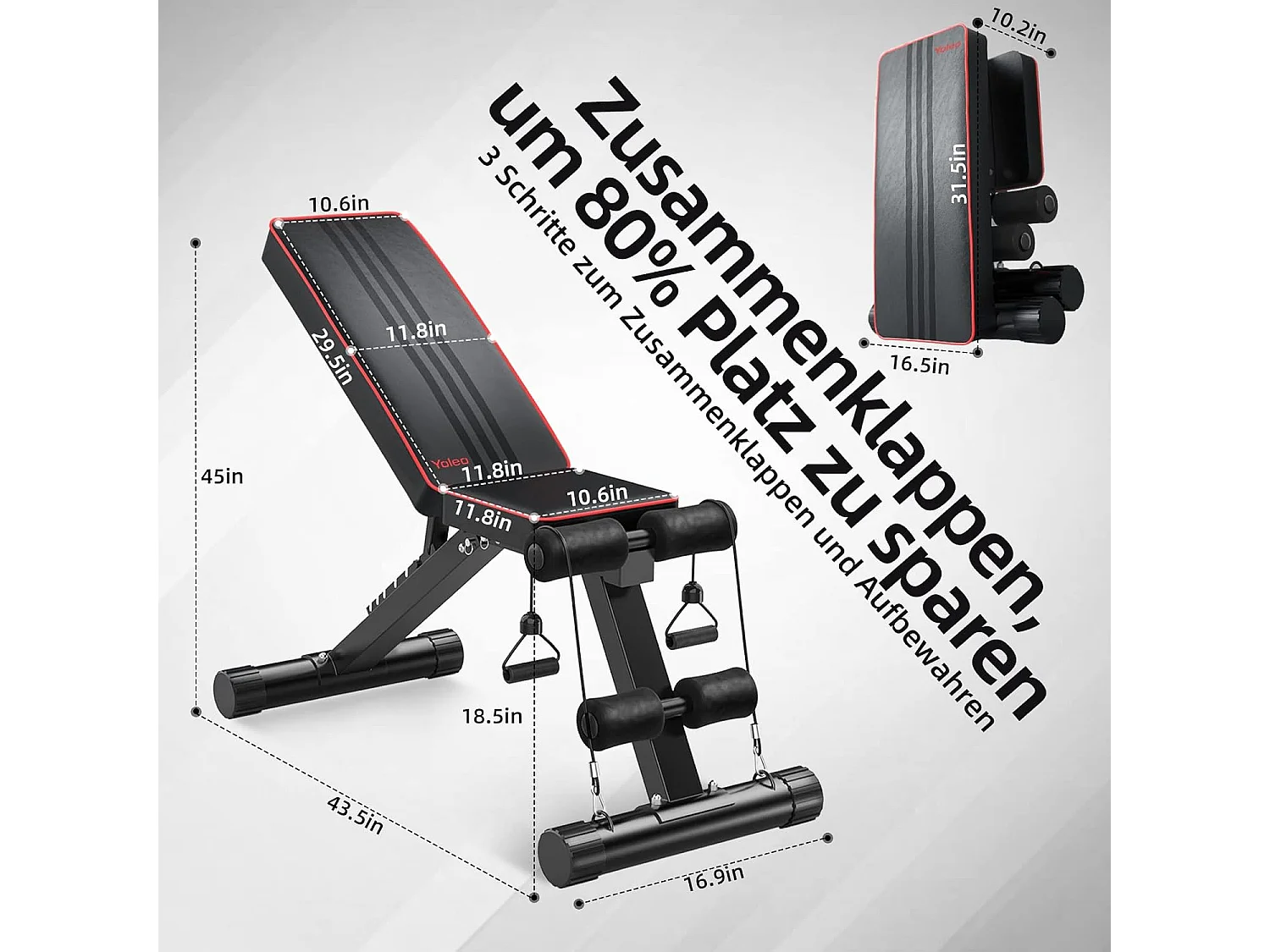 Banc de Musculation Pliable Multifonction YOLEO - Banc de Fitness avec Dossier Réglable 6 Positions