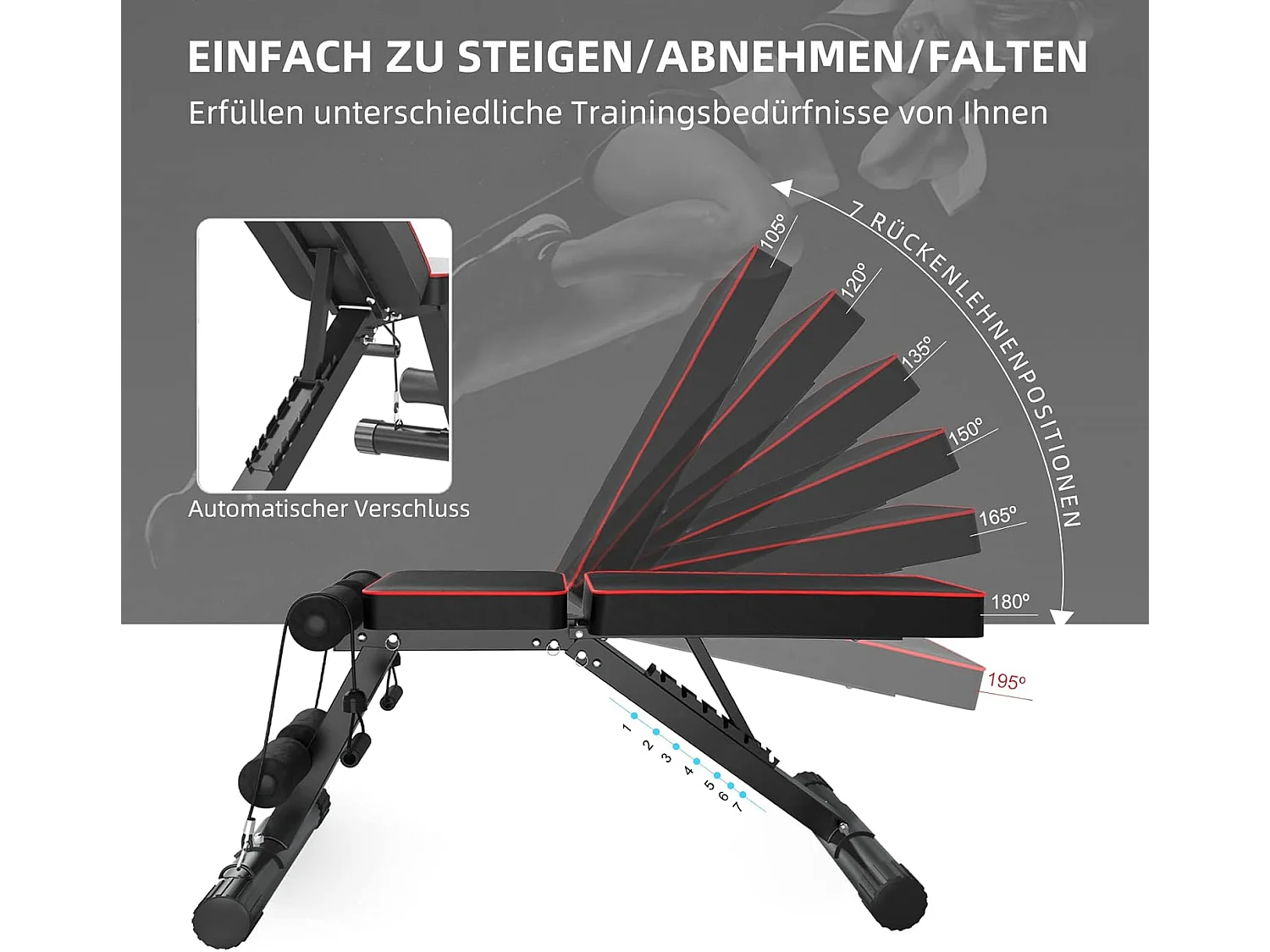 Banc de Musculation Pliable Multifonction YOLEO - Banc de Fitness avec Dossier Réglable 6 Positions