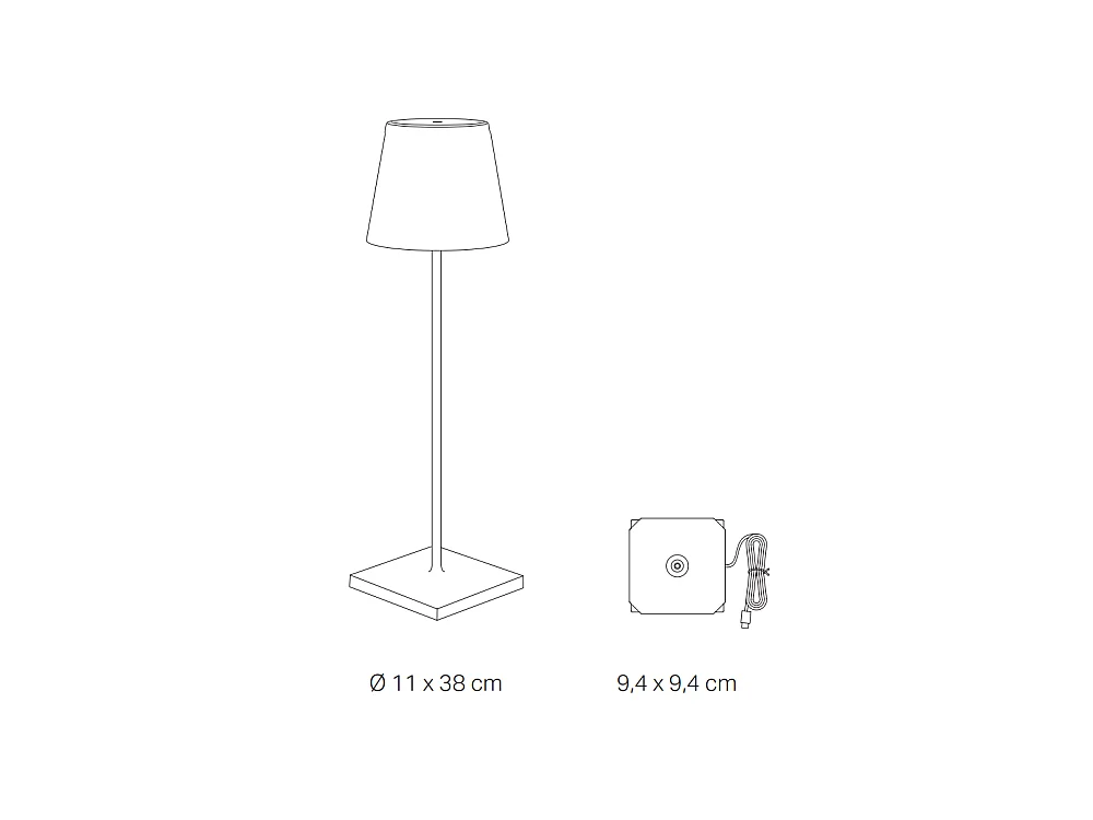 Zafferano - Lampe de table LED rechargeable et à intensité variable Poldina Pro Ocre - 2,2 W 2200-2700-3000 K