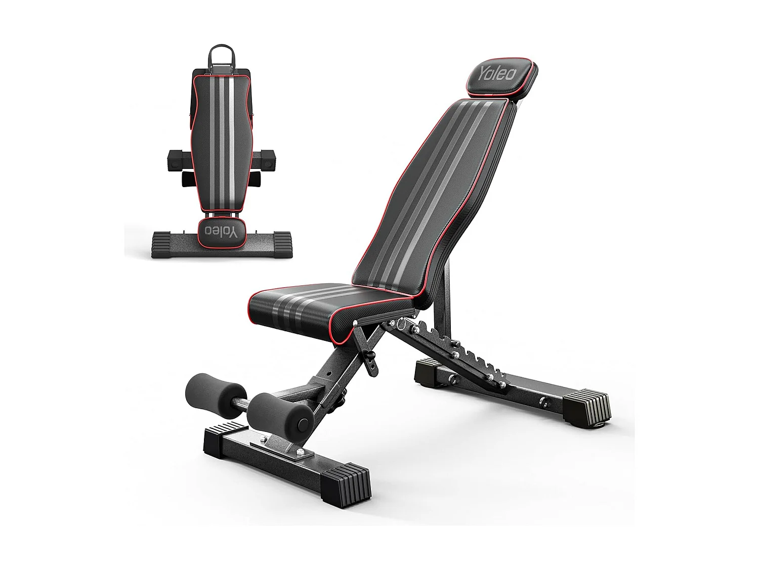 YOLEO Opvouwbare Gewichtbank Multifunctioneel met Verlengde Rugleuning en Hoofd/Wervelkolom Ondersteuning, Fitness Trainingsbank met 10-weg Verstelbare Rugleuning