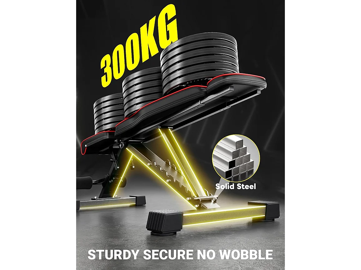 YOLEO Opvouwbare Gewichtbank Multifunctioneel met Verlengde Rugleuning en Hoofd/Wervelkolom Ondersteuning, Fitness Trainingsbank met 10-weg Verstelbare Rugleuning