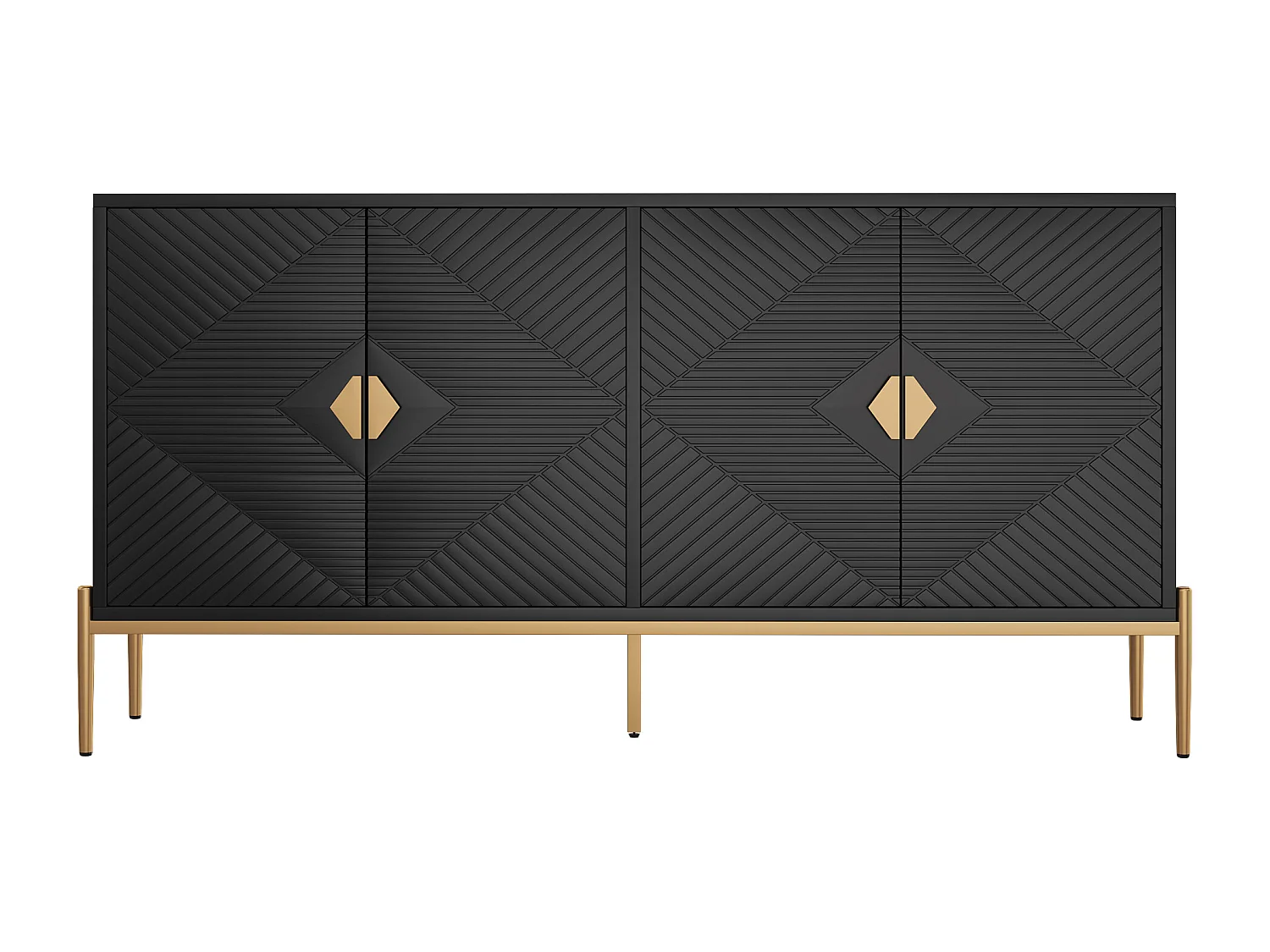 Sideboards mit 4 Türen - geeignet für Wohnzimmer/Esszimmer/Flur - 162 x 40 x 80 cm - MDF + Spanplatte - Schwarz