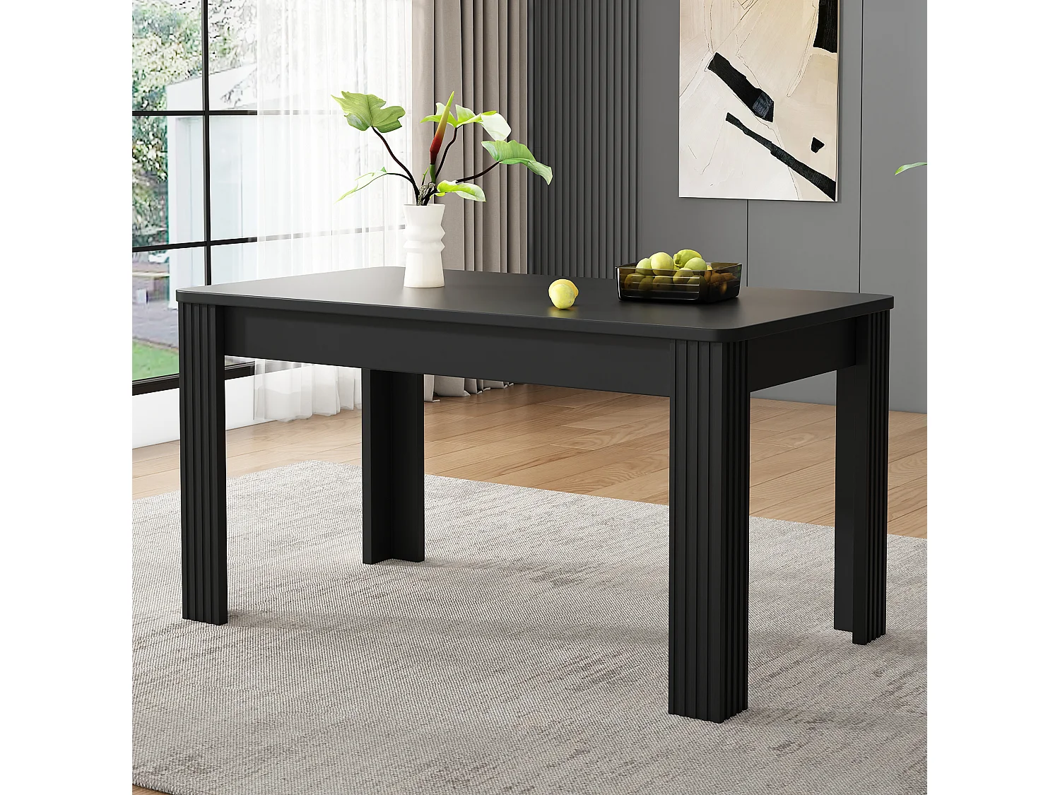Tavolo da pranzo tavolino per 4-6 persone - gambe in legno - nero (116x65x75 cm)