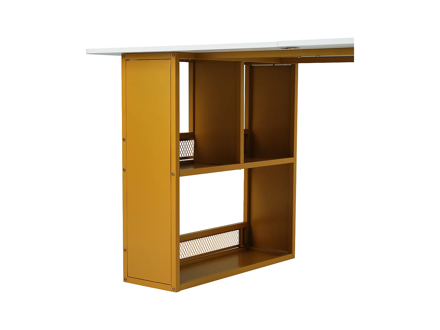 Table à manger table basse pour 4-6 personnes - pieds en métal avec rangment - blanc (156x78x78 cm)