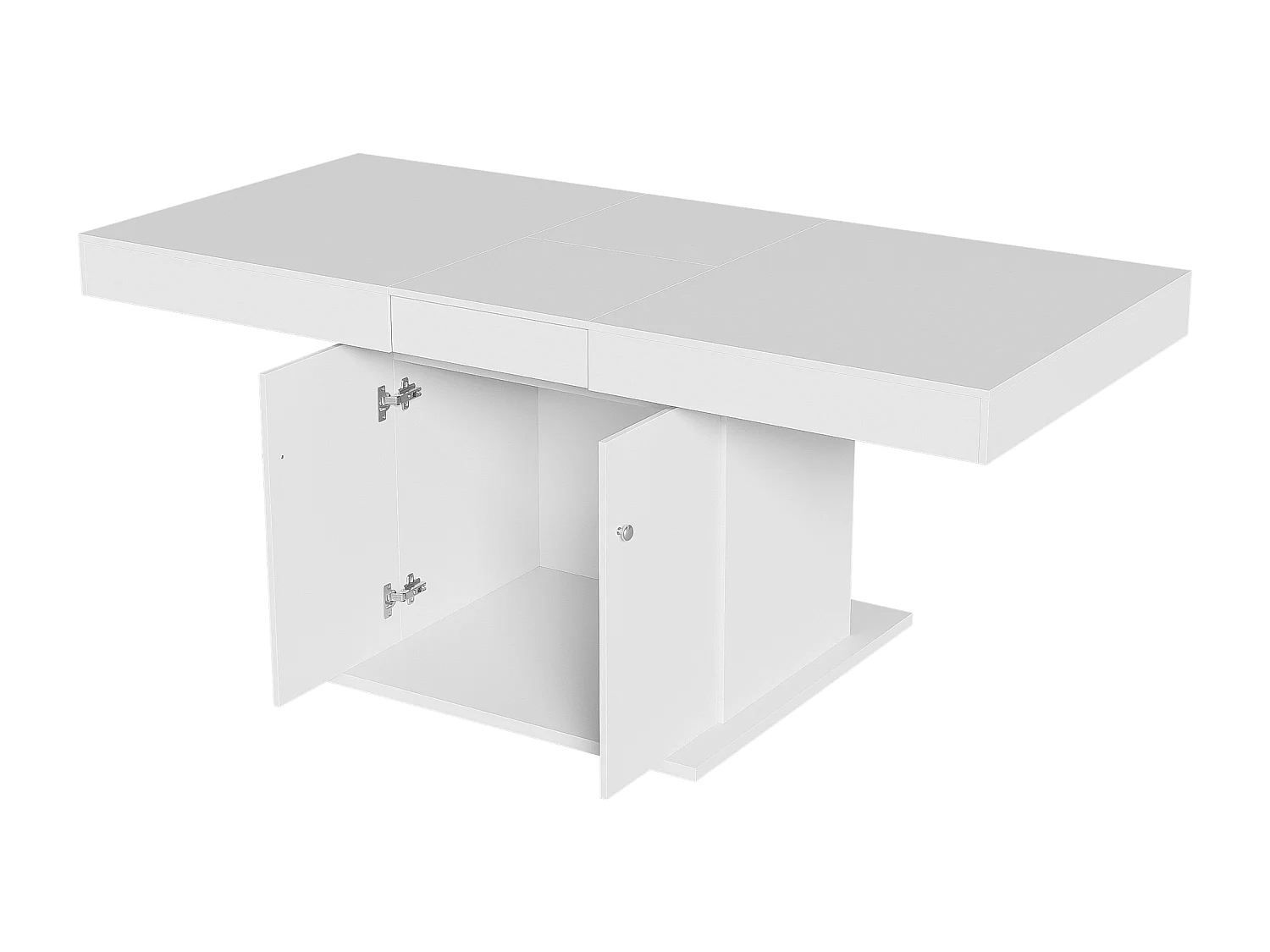 Table à manger extensible rectangulaire 4-6 personnes - pieds en bois avec rangement - blanc (140/180x80x76 cm)