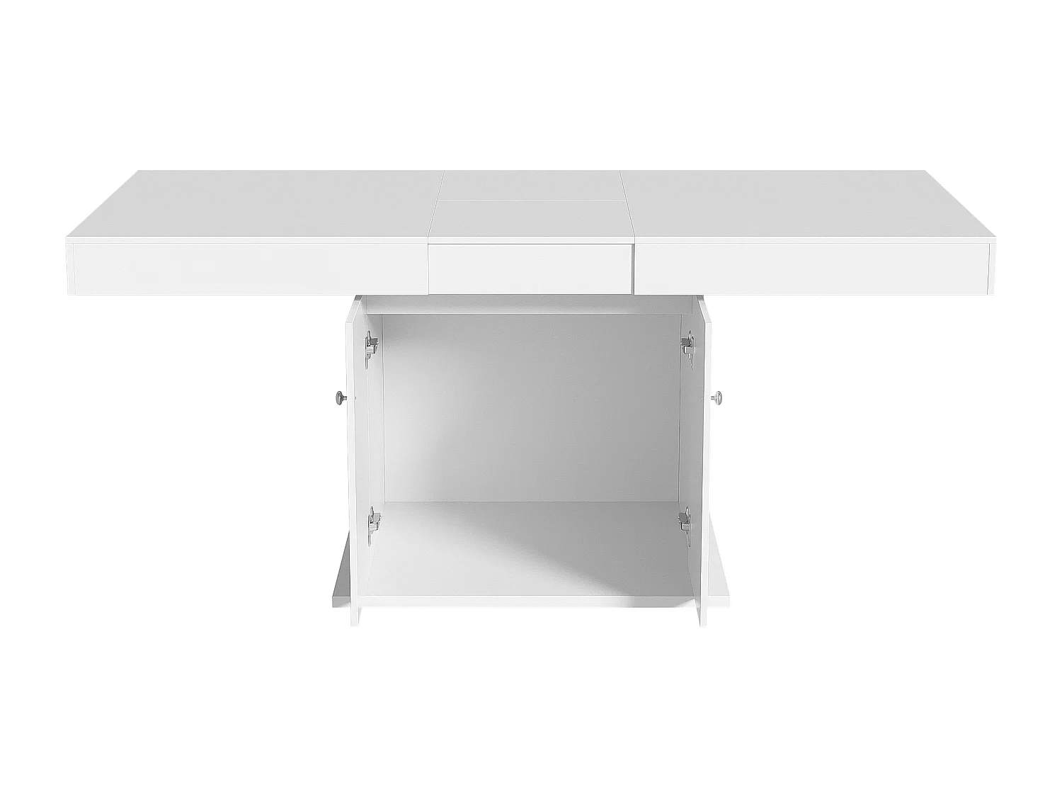 Table à manger extensible rectangulaire 4-6 personnes - pieds en bois avec rangement - blanc (140/180x80x76 cm)