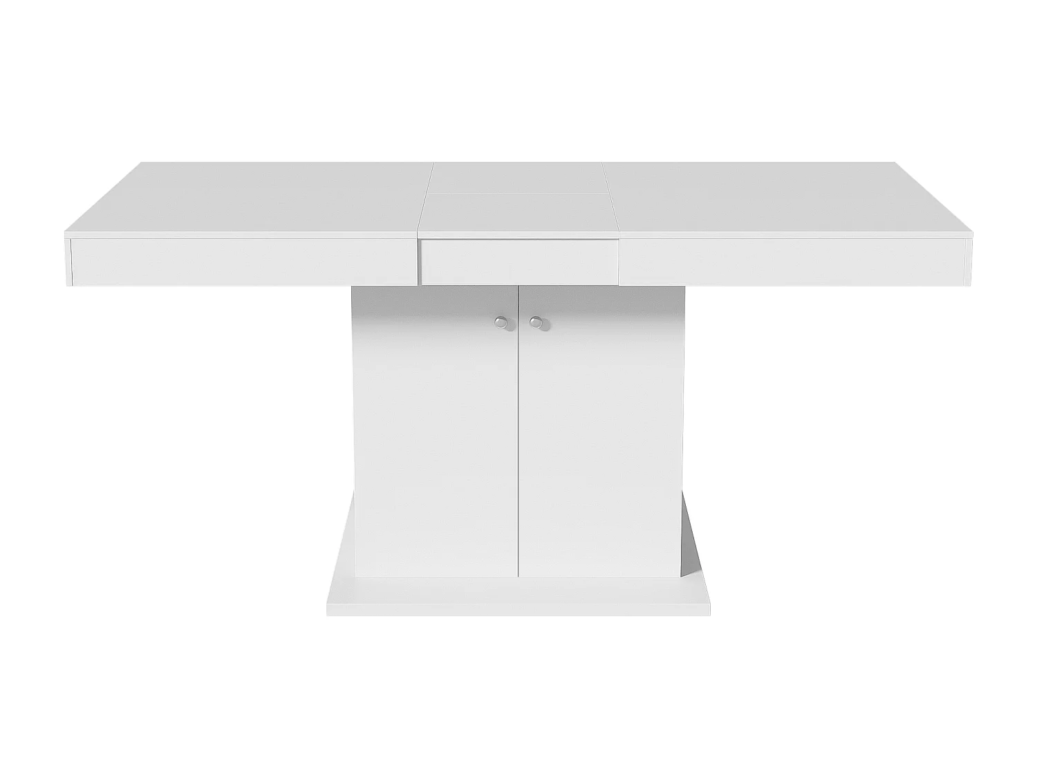 Table à manger extensible rectangulaire 4-6 personnes - pieds en bois avec rangement - blanc (140/180x80x76 cm)
