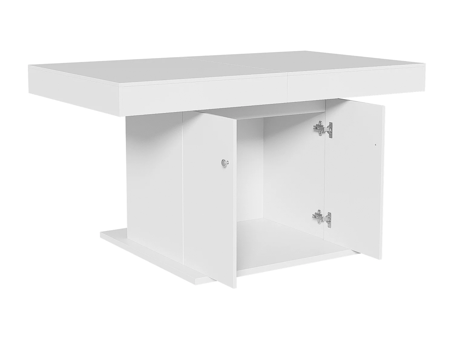 Table à manger extensible rectangulaire 4-6 personnes - pieds en bois avec rangement - blanc (140/180x80x76 cm)