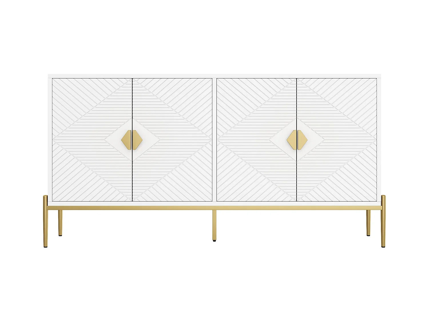 Buffets avec 4 portes - adaptés au salon/salle à manger/entrée - 162 x 40 x 80 cm - MDF + aggloméré - blanc