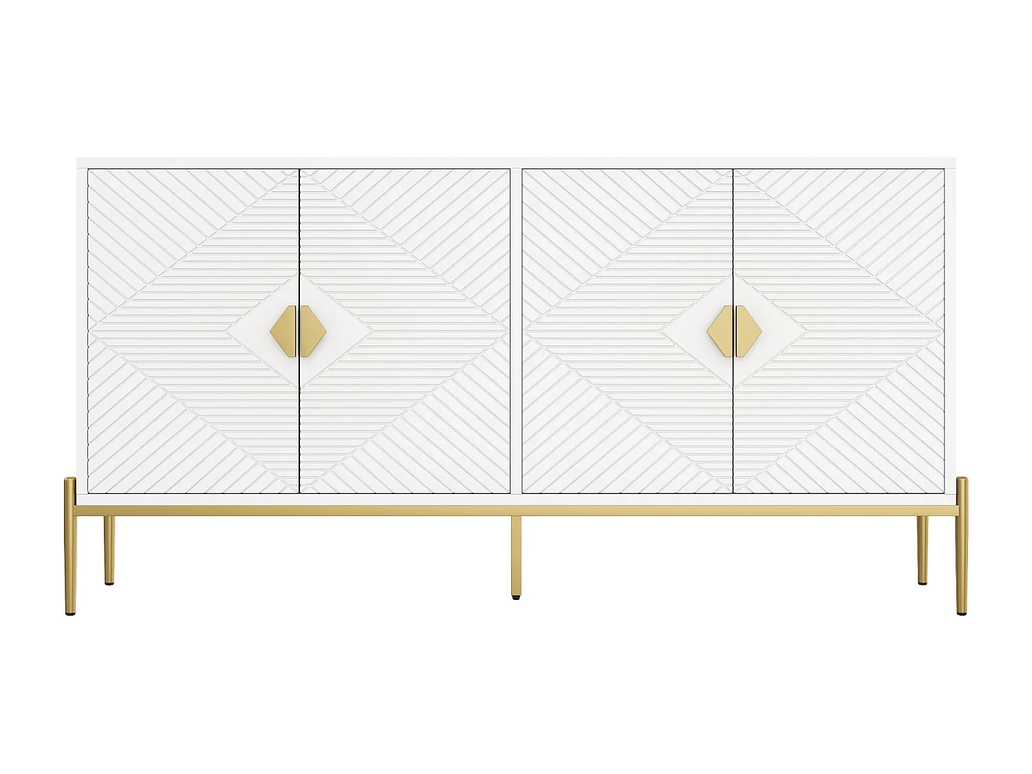 Credenze con 4 ante - adatte per soggiorno/sala da pranzo/corridoio - 162 x 40 x 80 cm - MDF + truciolato - bianco