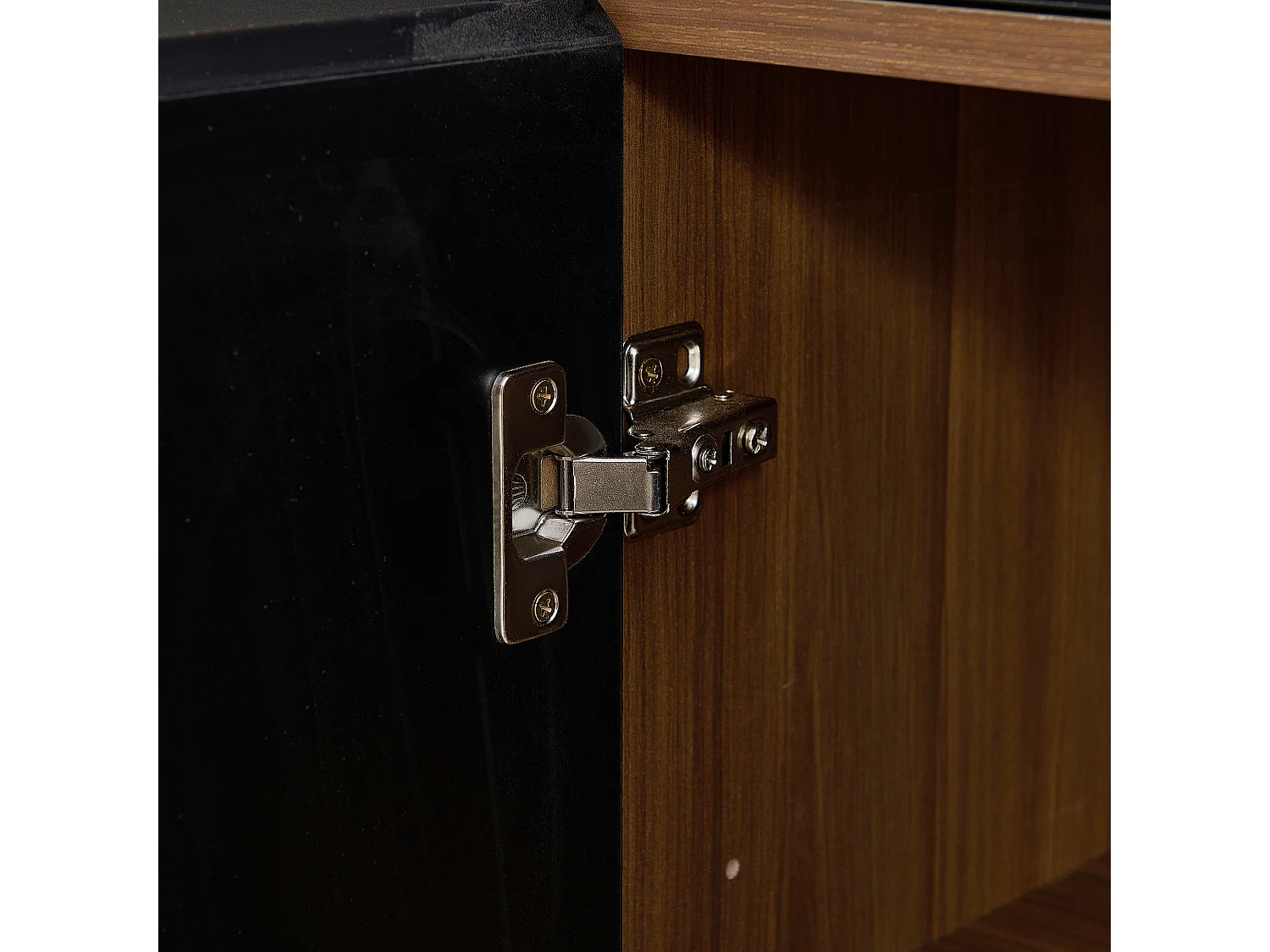 Aparador efecto madera con 2 cajones y 4 puertas - para salón/comedor/cocina - 150 x 40 x 85 cm - MDF - negro + marrón