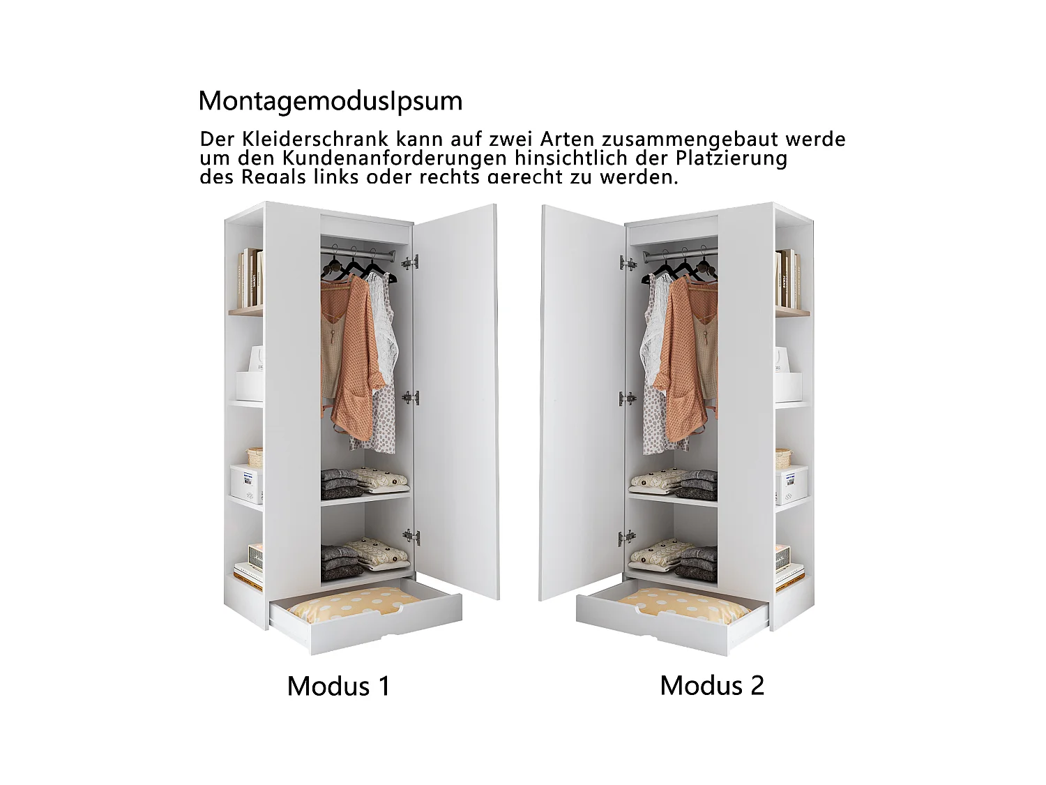 Guarda-roupa com 1 porta + prateleiras de arrumação + 1 gaveta - 70 x 40 x 170 cm - madeira - branco