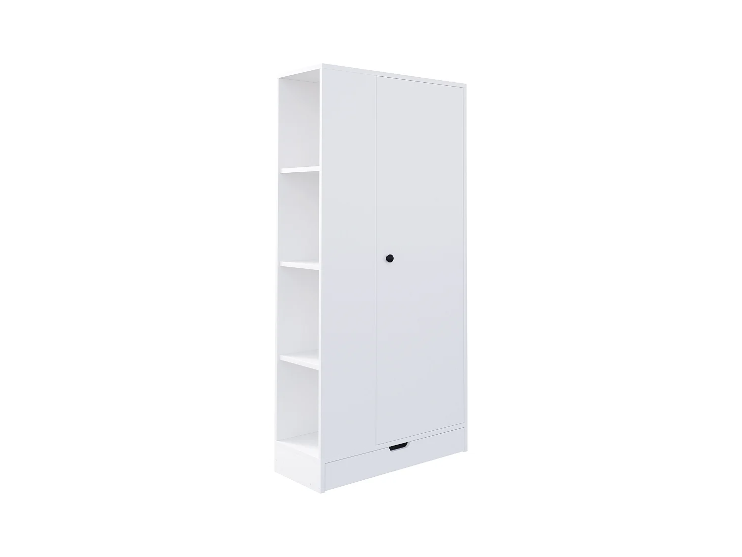 Guarda-roupa com 1 porta + prateleiras de arrumação + 1 gaveta - 70 x 40 x 170 cm - madeira - branco