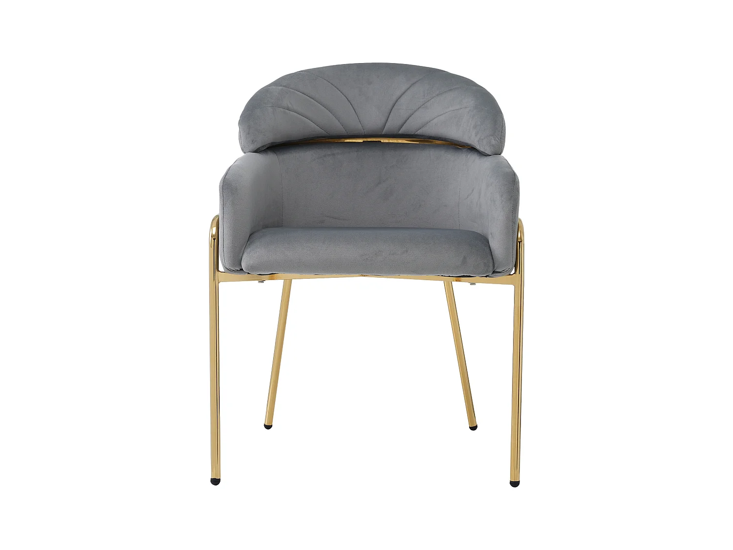 Chaise à manger simple en velours avec accoudoirs et dossier - pieds en métal - gris