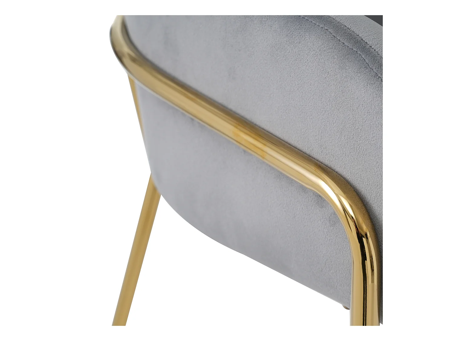 Chaise à manger simple en velours avec accoudoirs et dossier - pieds en métal - gris