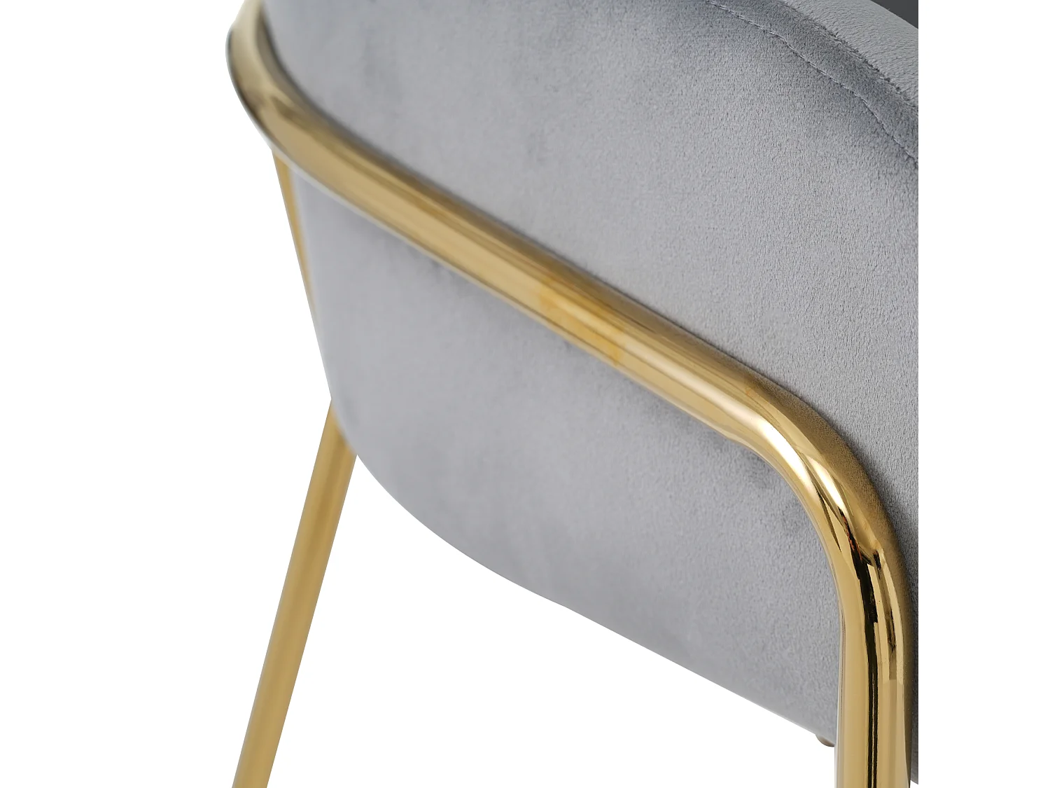 Chaise à manger simple en velours avec accoudoirs et dossier - pieds en métal - gris