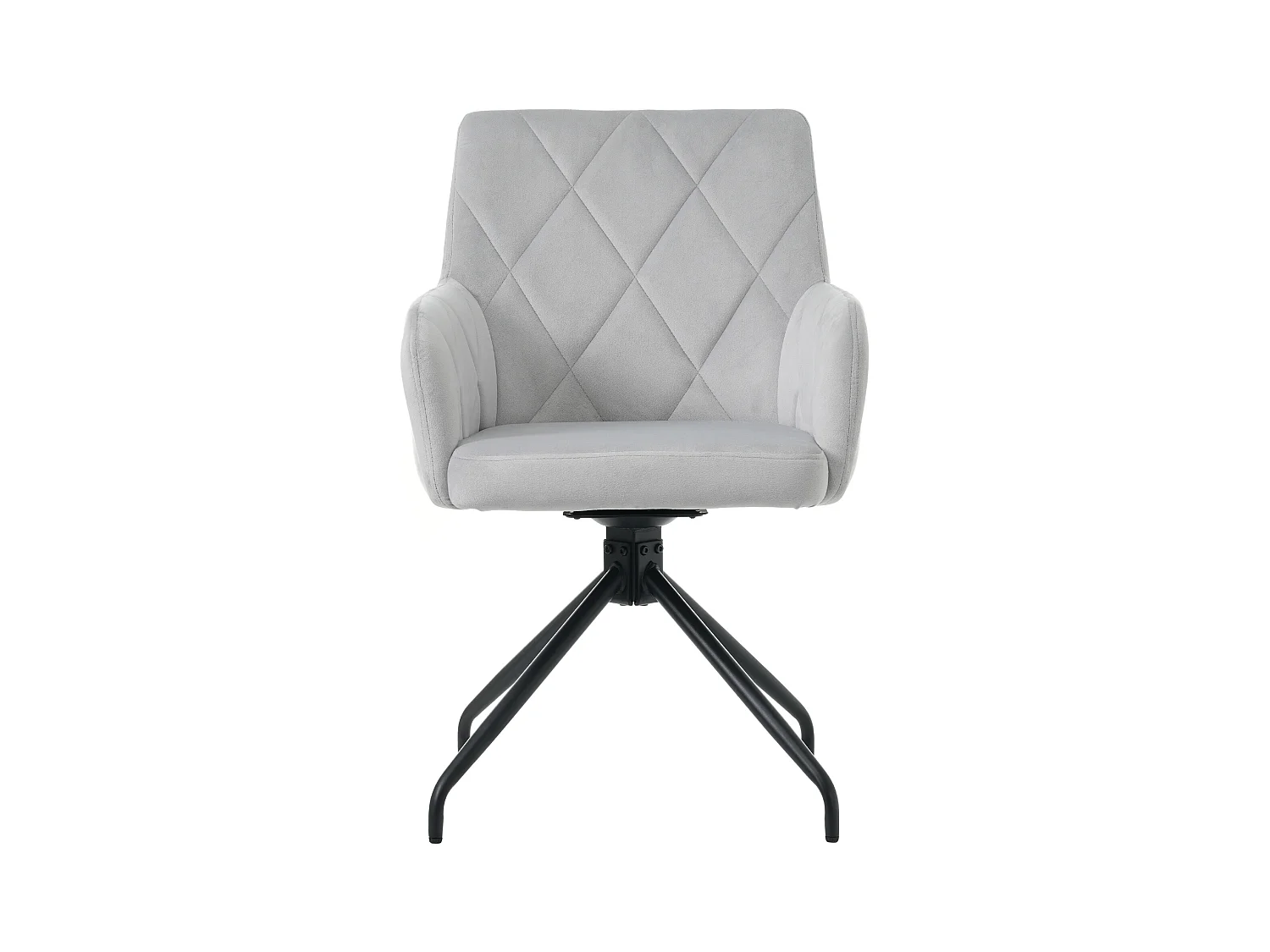 Lot de 2 chaises à manger rotative avec accoudoirs et dossier - pieds en métal - gris clair velours