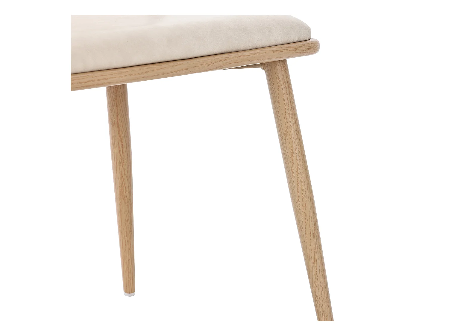 Lot de 2 chaises à manger en similicuir avec dossier en rotin - pieds en bois - beige