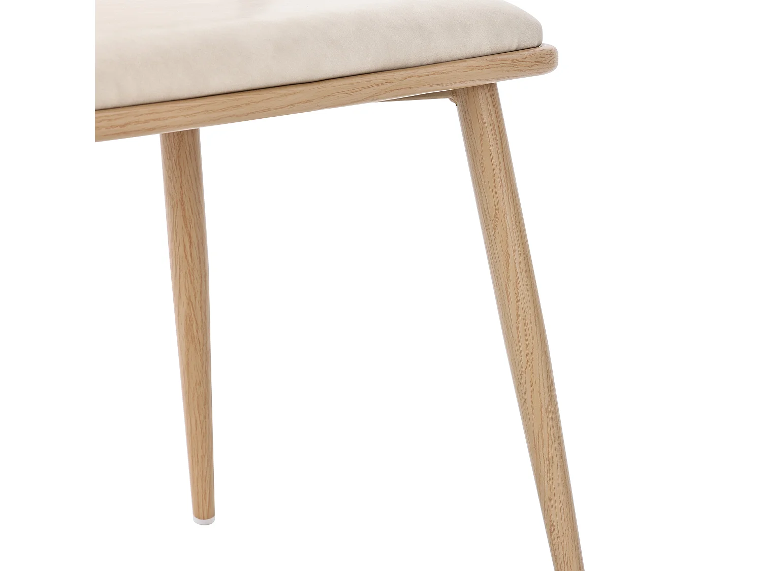 Lot de 2 chaises à manger en similicuir avec dossier en rotin - pieds en bois - beige