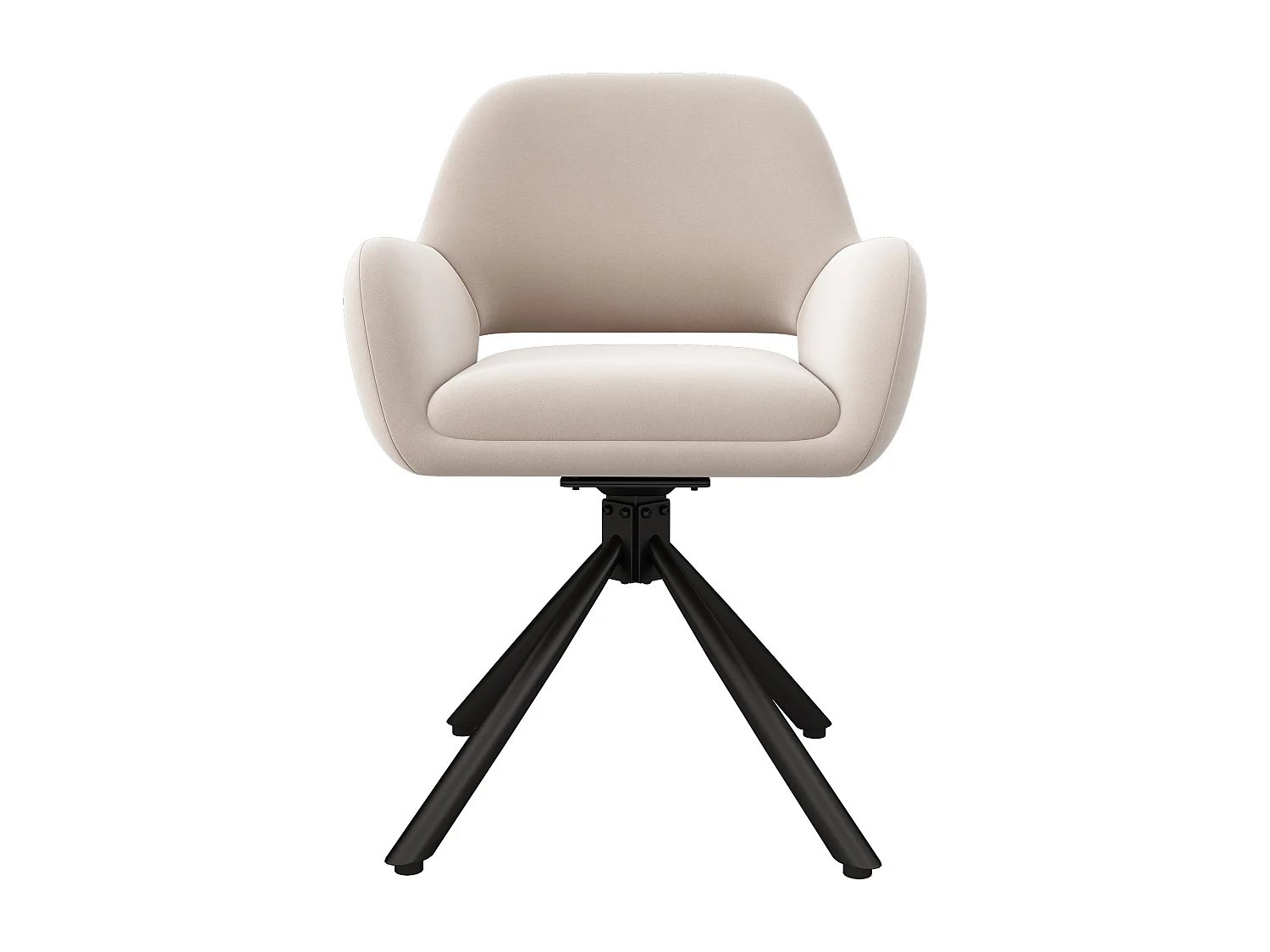 Lot de 2 chaises à manger pivotante en velours avec accoudoirs et dossier - pieds en métal - beige