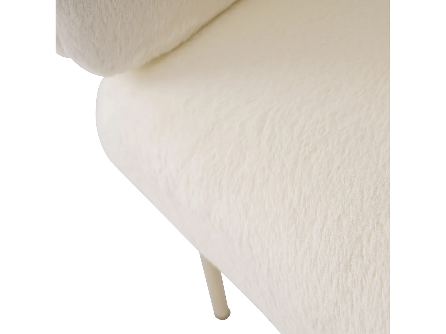 Chaise à manger avec accoudoirs et dossier - imitation fourrure de lapin beige - pieds en métal