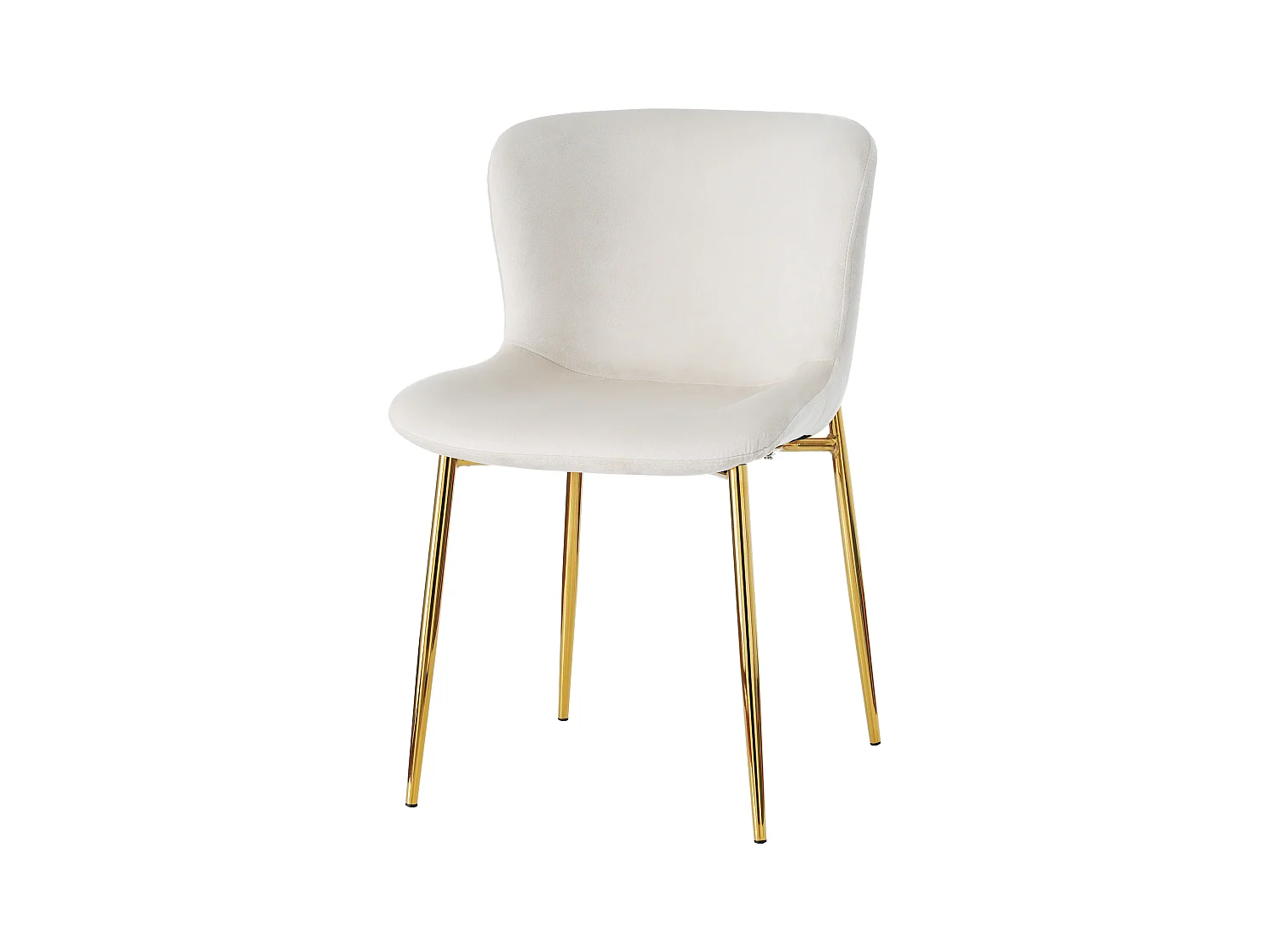 Lot de 2 chaises à manger en velours avec dossier - pieds en métal - beige