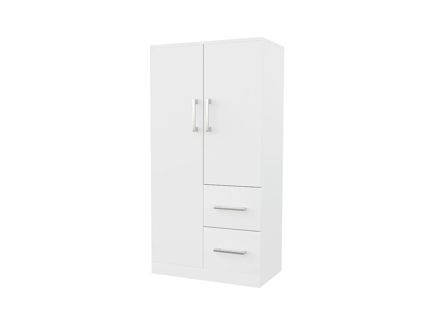 Kinderkleiderschrank 2-türig mit 2 Schubladen und Ablagefächern - 70 x 45 x 135 cm - Holz - weiß