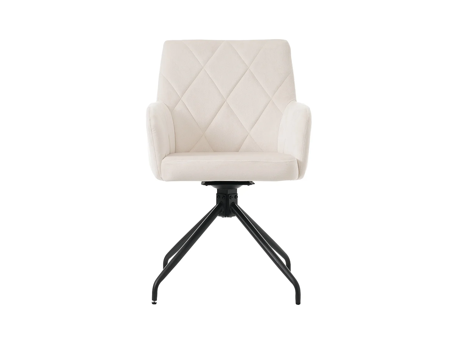 Lot de 2 chaises à manger rotative avec accoudoirs et dossier - pieds en métal - beige velours