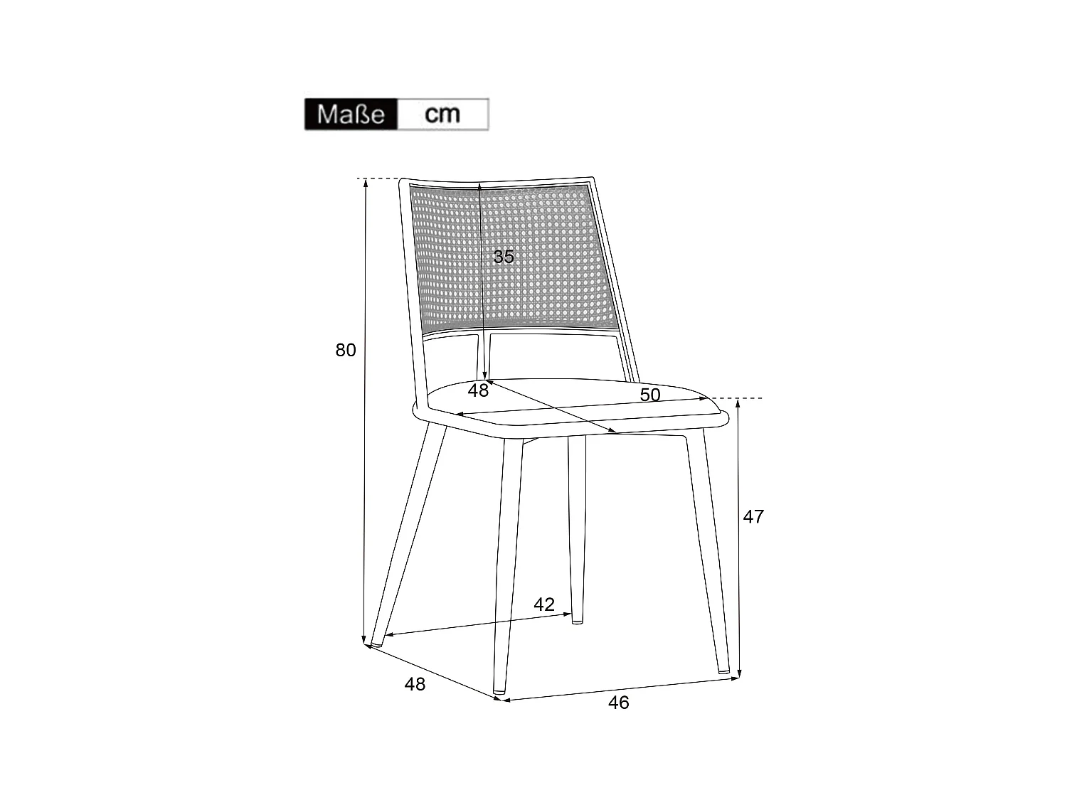 Lot de 2 chaises à manger en similicuir avec dossier en rotin - pieds en bois - noir