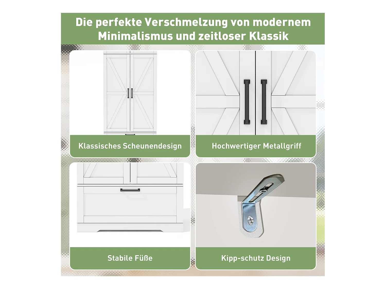 Küchen-Sideboard mit verstellbaren Regalen + Schublade + 4 Türen + Weinregal - 80 x 40 x 180 cm - MDF - weiß
