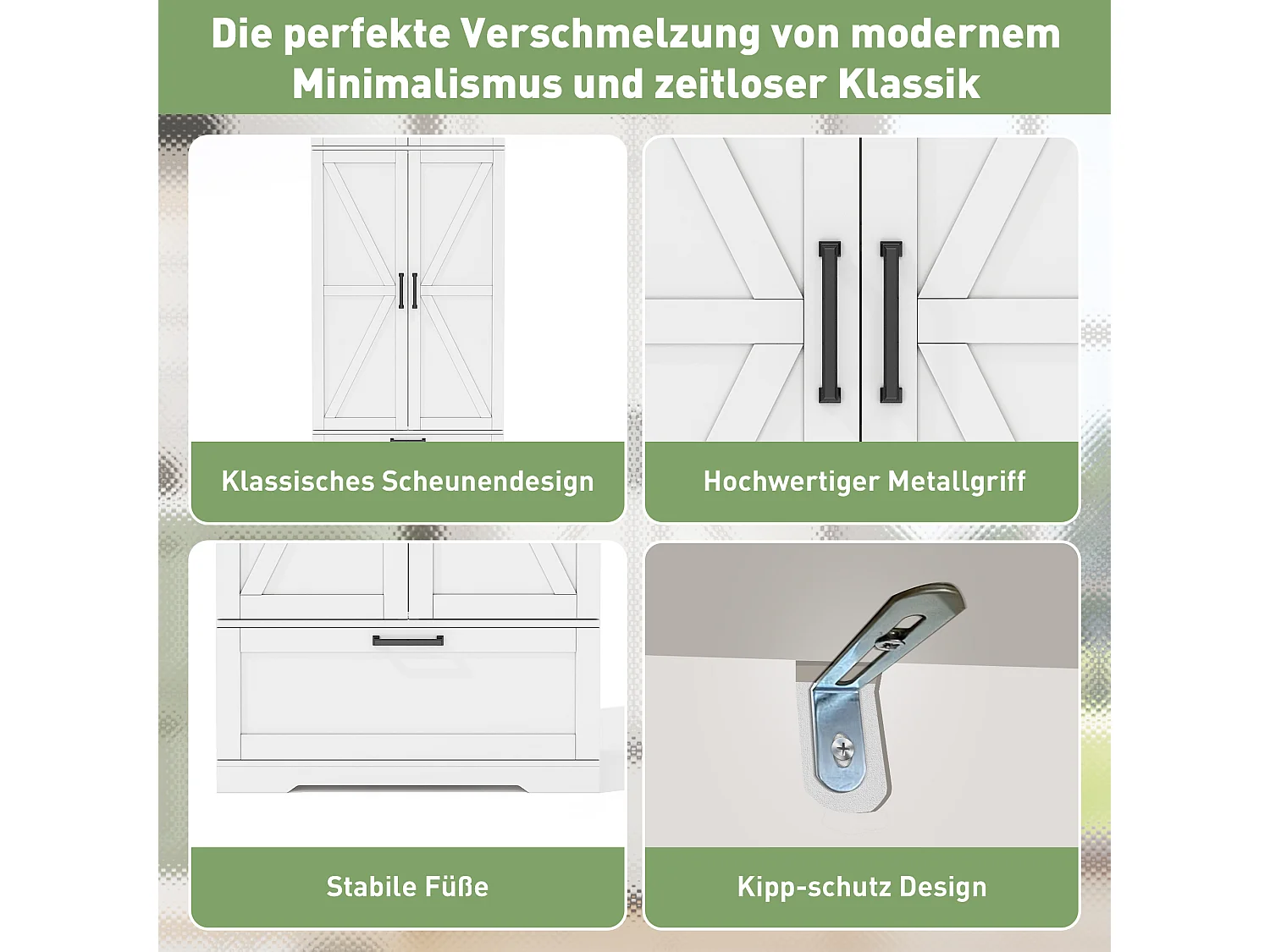 Keuken dressoir met verstelbare planken + lade + 4 deuren + wijnrek - 80 x 40 x 180 cm - MDF - wit